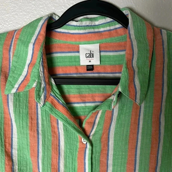 Cabi Cotton/Linen Striped T-shirt - Picture 3 of 7